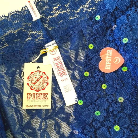 Victoria's Secret PINK Vintage Low Rise Sequin Bling Hipster Cheeky Panty NWT - Picture 4 of 15